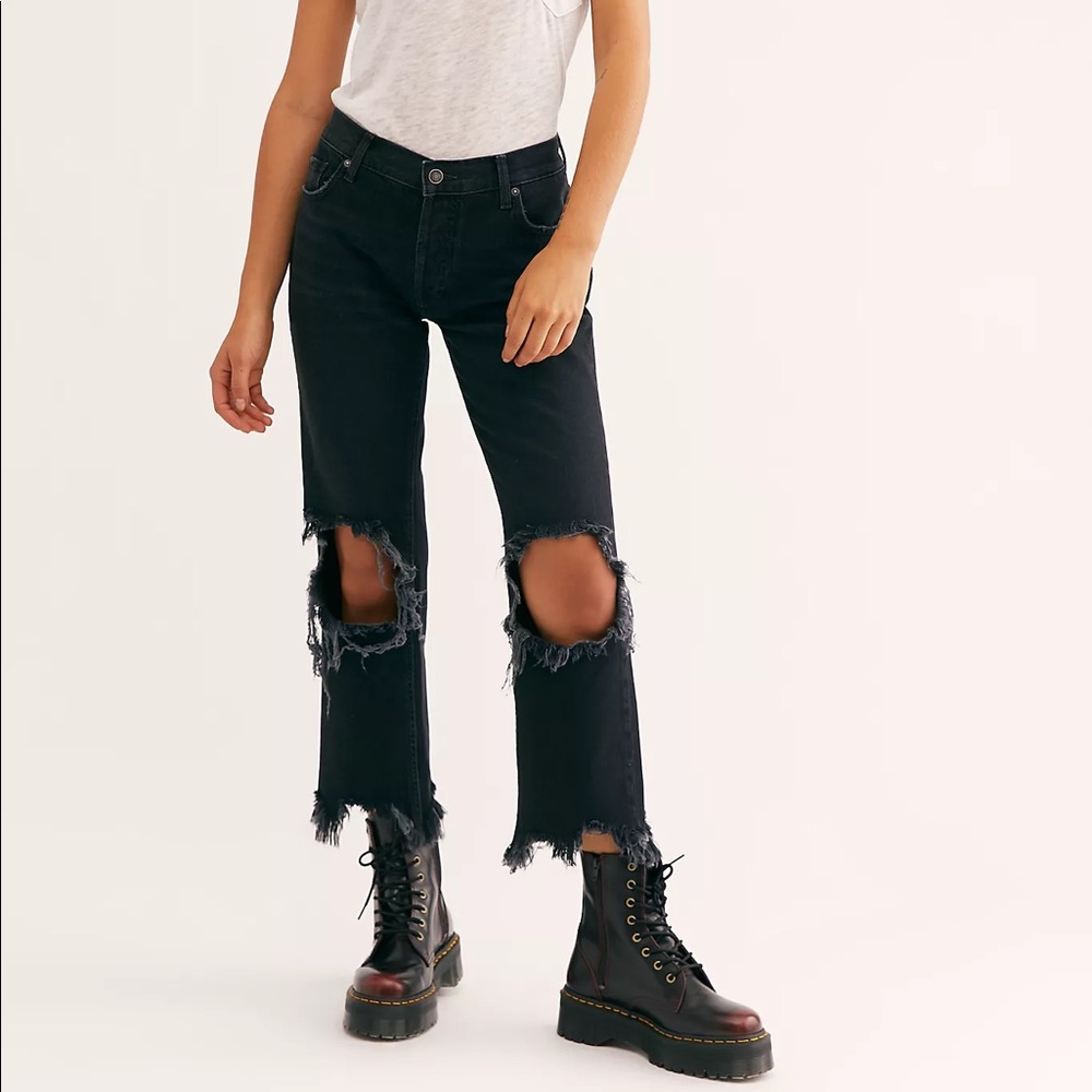 FREE PEOPLE Maggie Straight Jeans NWT 29 Black